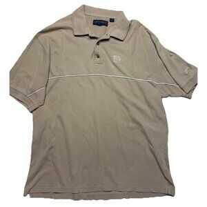 Reebok Golf Mens XL Polo Shirt Tan Beige NY Giants Logo Short Sleeve Performance